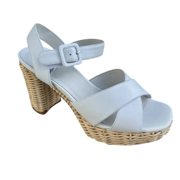 Jeffrey Campbell Amma Rattan White Platform Sandals - Picture 7 of 11